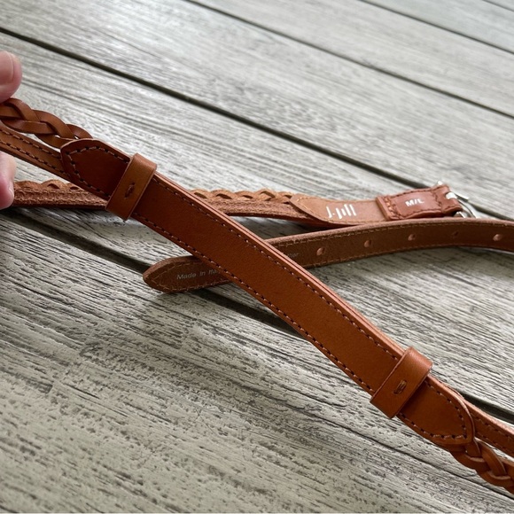 J. Jill Double Brown Double Braided Leather Belt with Silver Buckle Size M/L - Picture 3 of 4